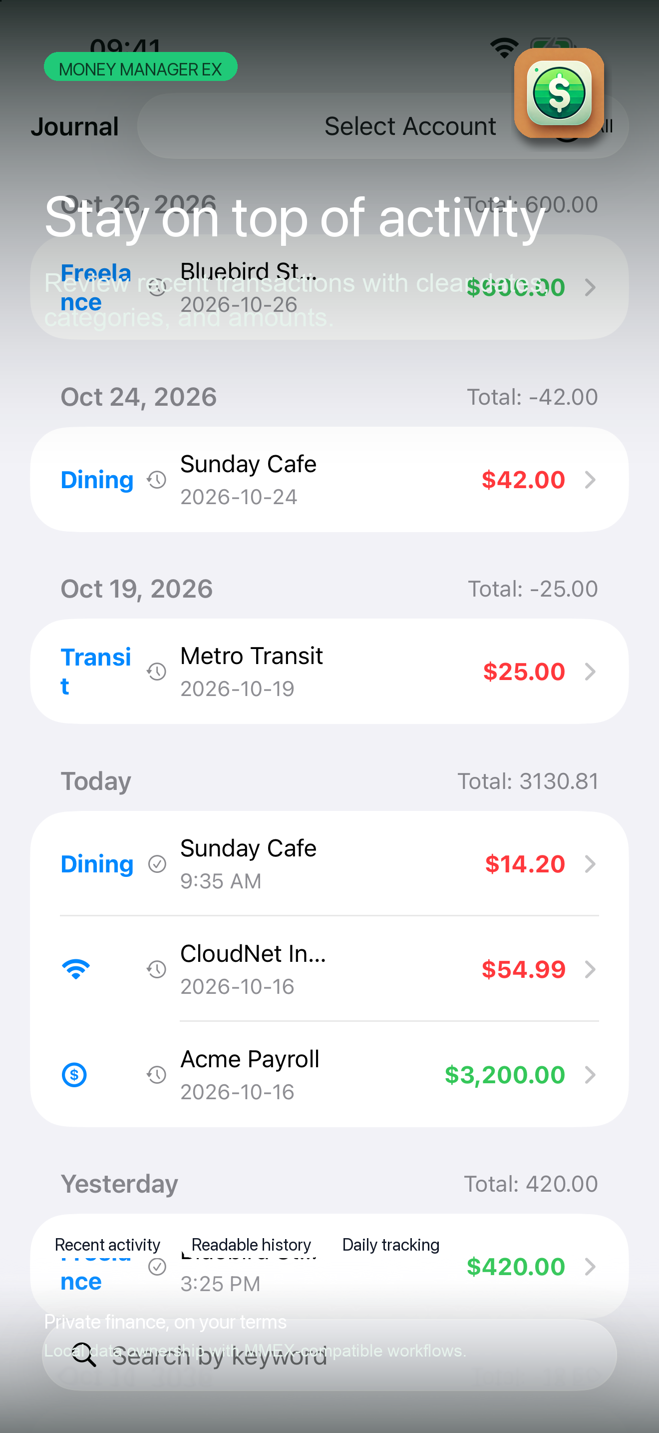 Journal screenshot