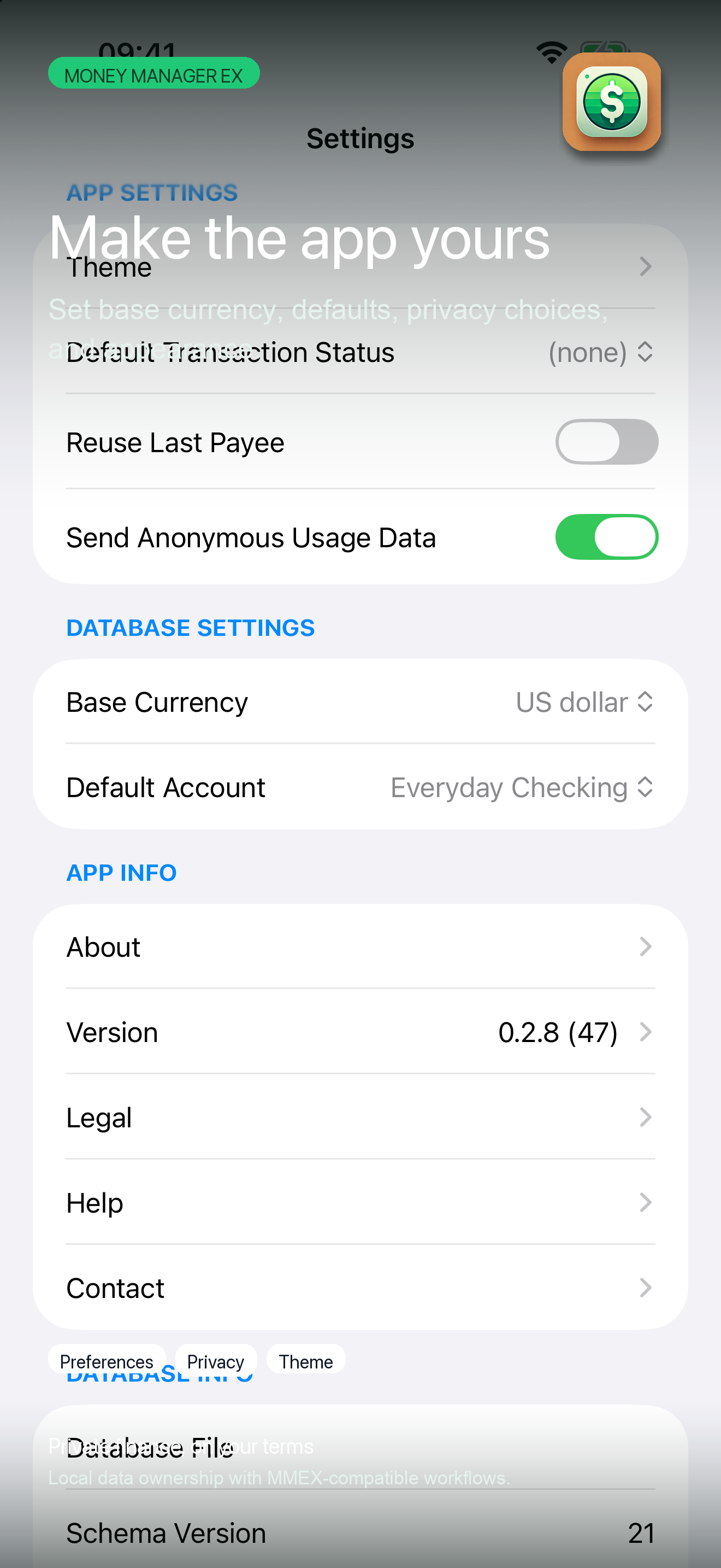 Settings screenshot